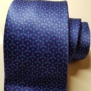 Valentino Mens Silk Tie, Classic Stunning Blue Pattern, Made in Italy, New w/Tag